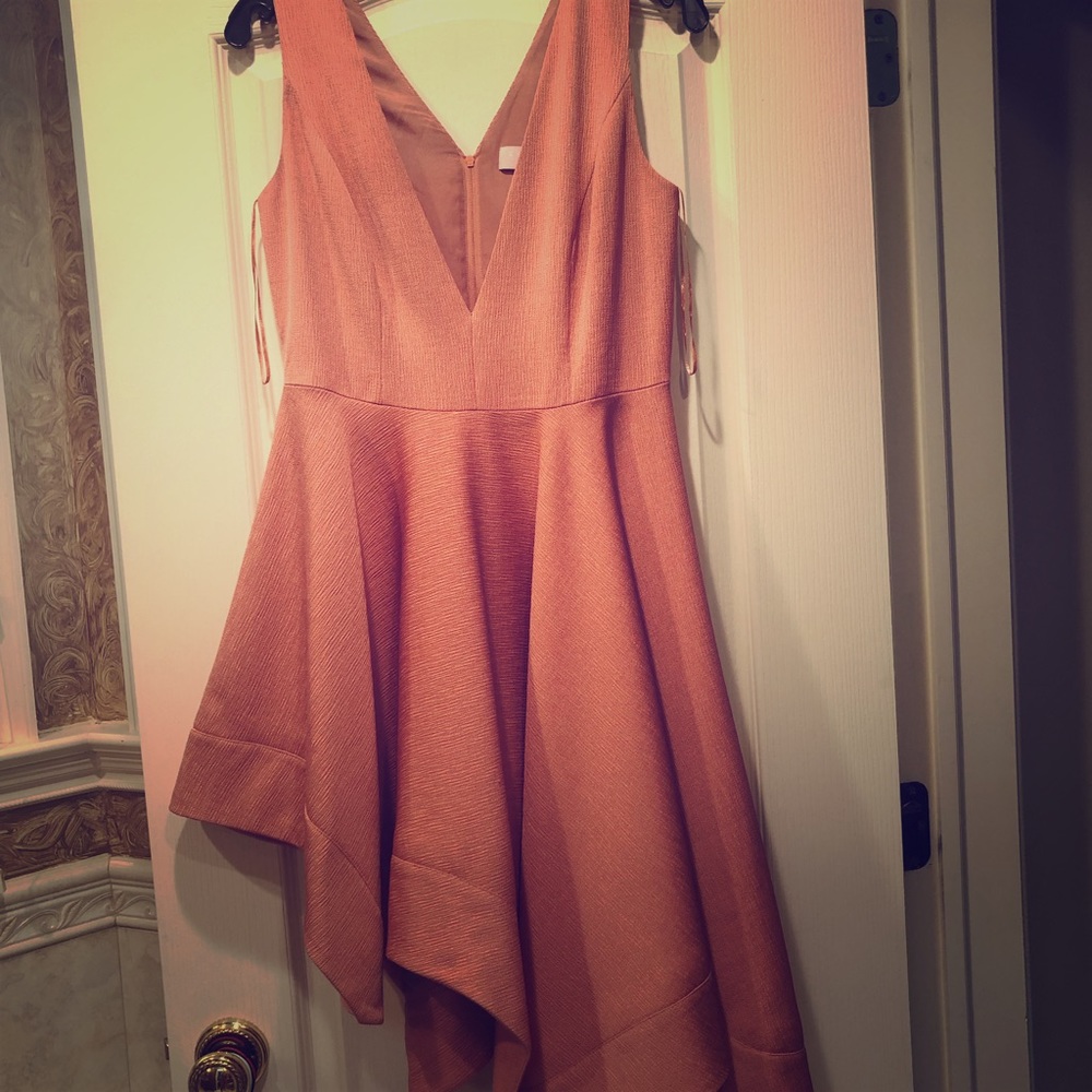 Keepsake blush high/low deep V dress